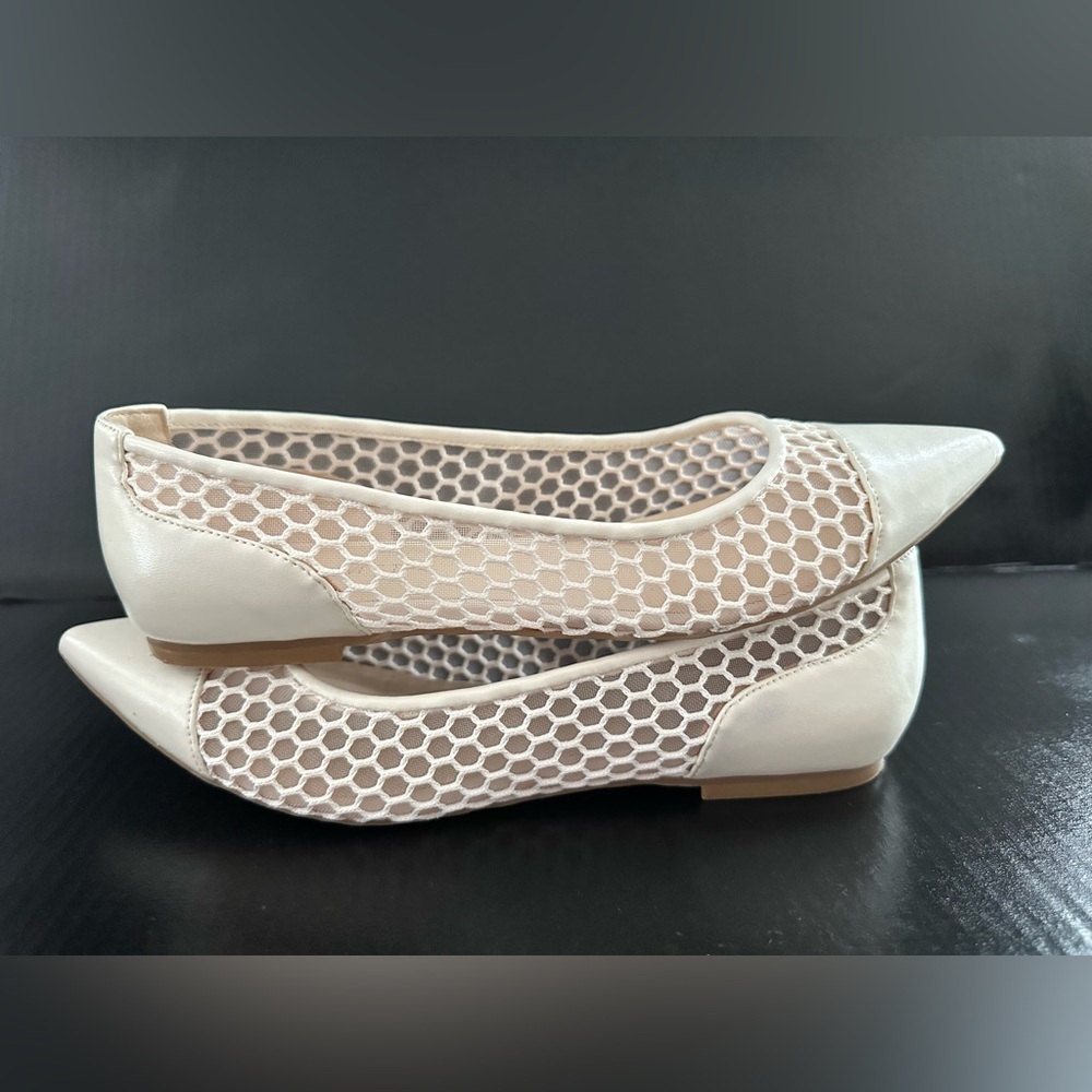 Nine West Cream Mesh Pointed Flats - Picture 16 of 16